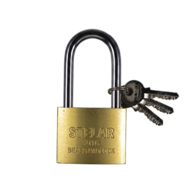 STELAR 40MM Brass Padlock LONG SHACKLE HG624-L